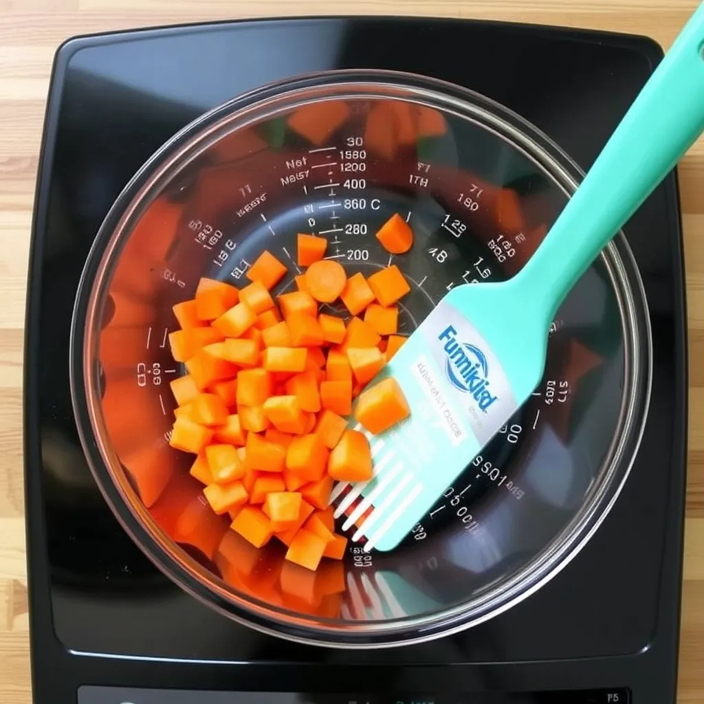 Freshly chopped carrots on a cutting board, ready for a nutritious meal